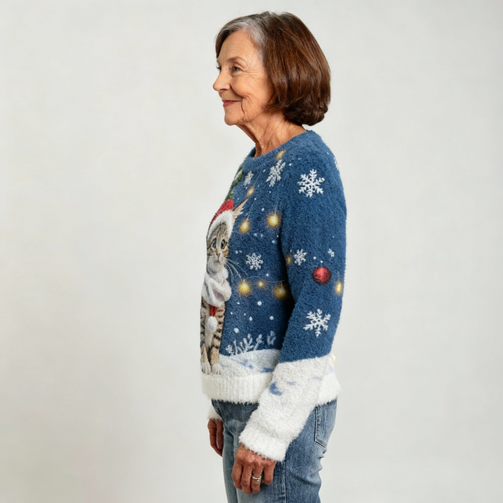 Casual Flannel T-Shirt with Retro Animal Art for Women