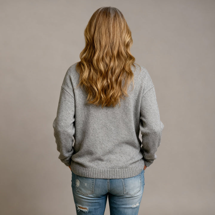 Comfortable Flannel Sweatshirt with Retro Christmas Animal Art Print for Women