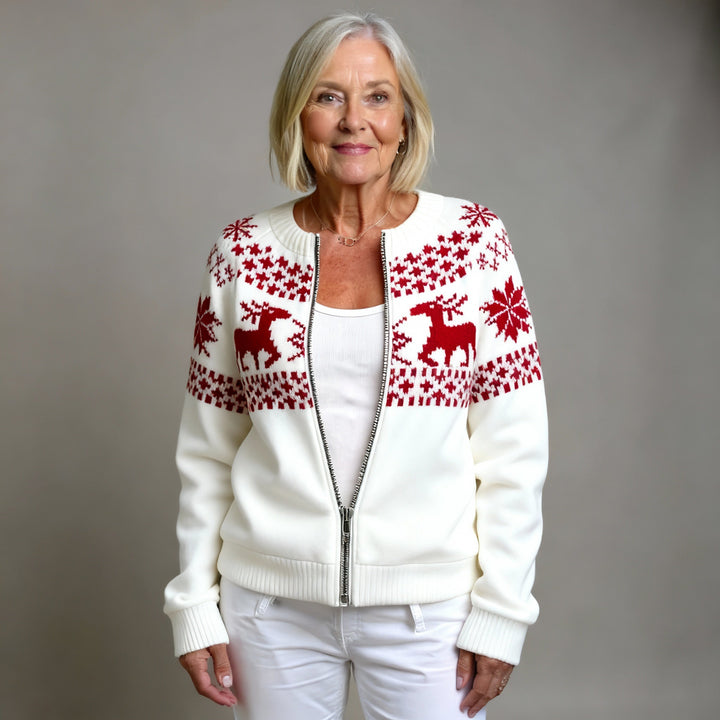 Comfortable Flannel Sweatshirt Retro Christmas Animal Art for Women