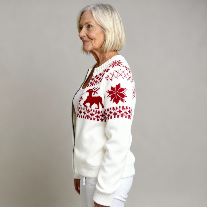 Comfortable Flannel Sweatshirt Retro Christmas Animal Art for Women