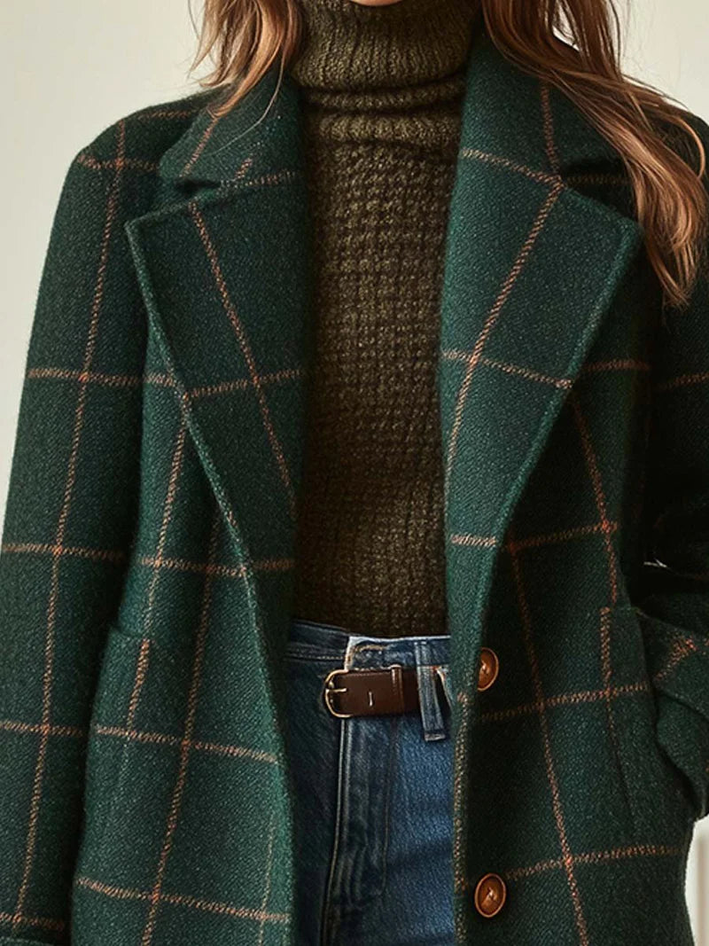 VALERIA™ | ELEGANT CHECKED WOOL COAT